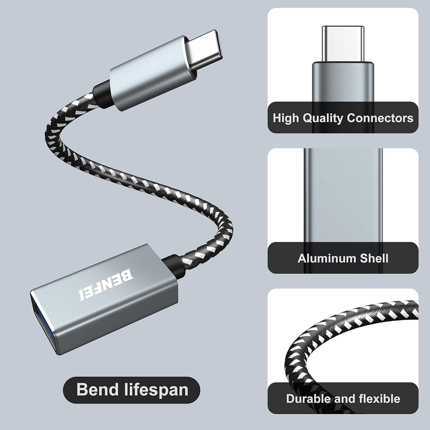 BENFEI USB C to USB 3.0 Adapter, 2 Pack USB C to a Male to Female Adapter Compatible with Macbook Pro/Air, Samsung Galaxy Note, Galaxy, Google Pixel, Nexus and More image number 4