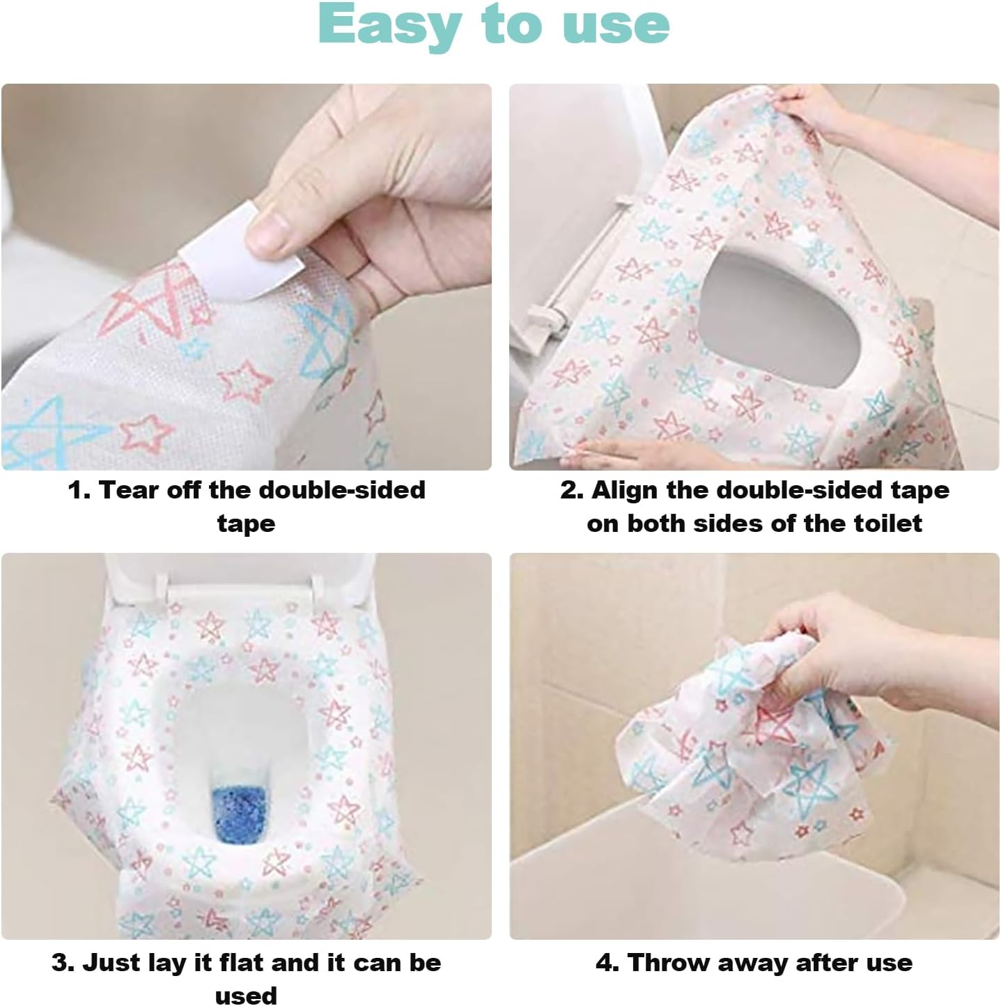 30 Pack Disposable Toilet Seat Covers, Individually Wrapped Toilet Seat Shields, Potty Shields, Portable Individually Wrapped Travel Essentials for Kids Potty Training, Public Restrooms, Road Trip image number 5