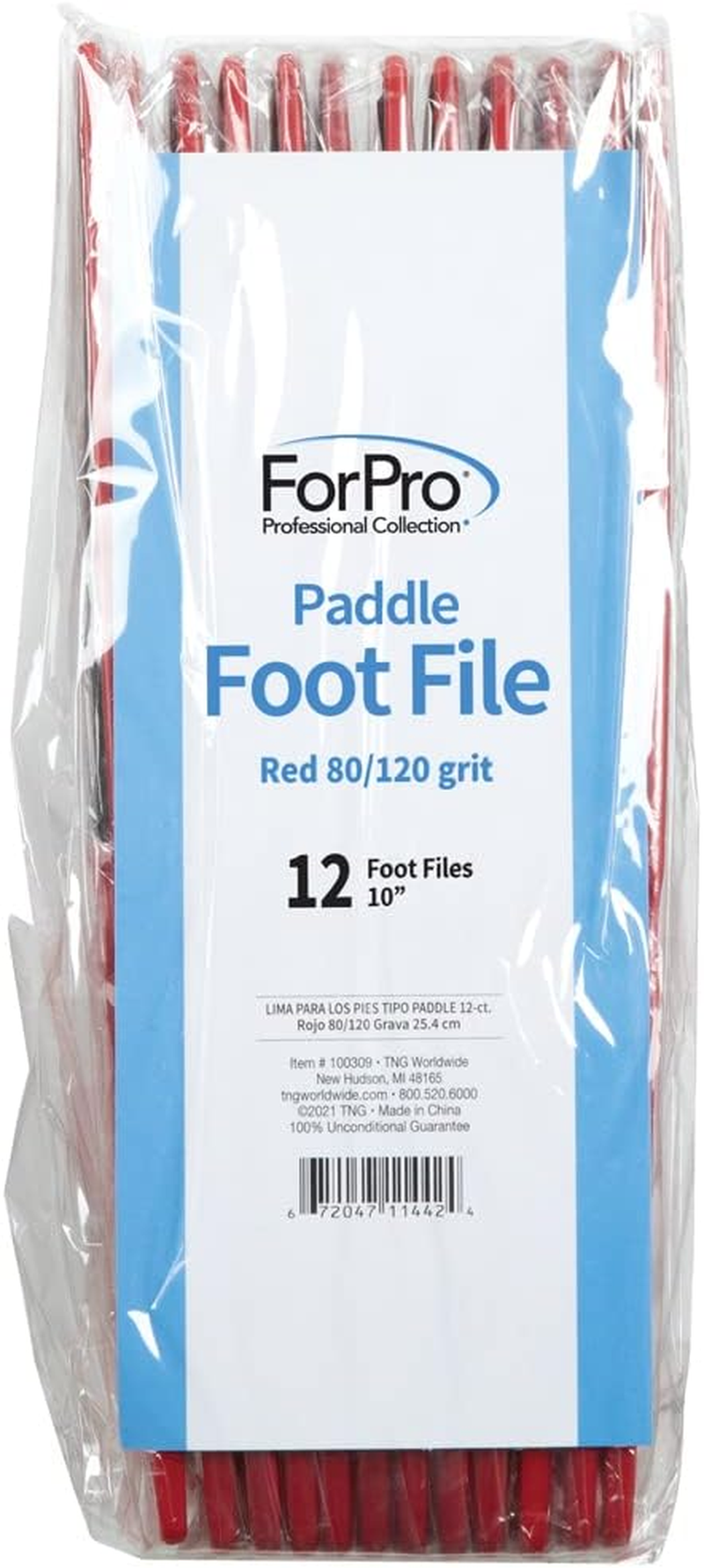 Forpro Professional Collection Pedicure Paddle Foot File, Double-Sided Foot File for Heels, Disposable & Sanitizable, 80/120 Grit, Red, Pack of 12 image number 6
