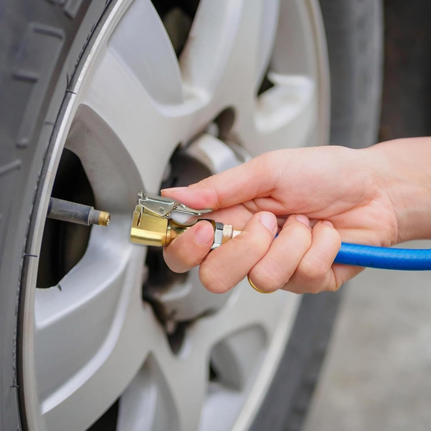 Kewayotire Valve Extension, 2Pcs 160Mm Flexible Valve Stem Extenders with 2 PCS Tire Air Chuck Heavy Duty Closed Flow Tire Chuck 1/4" FNPT for Tire Inflator Gauge Compressor Accessories image number 1