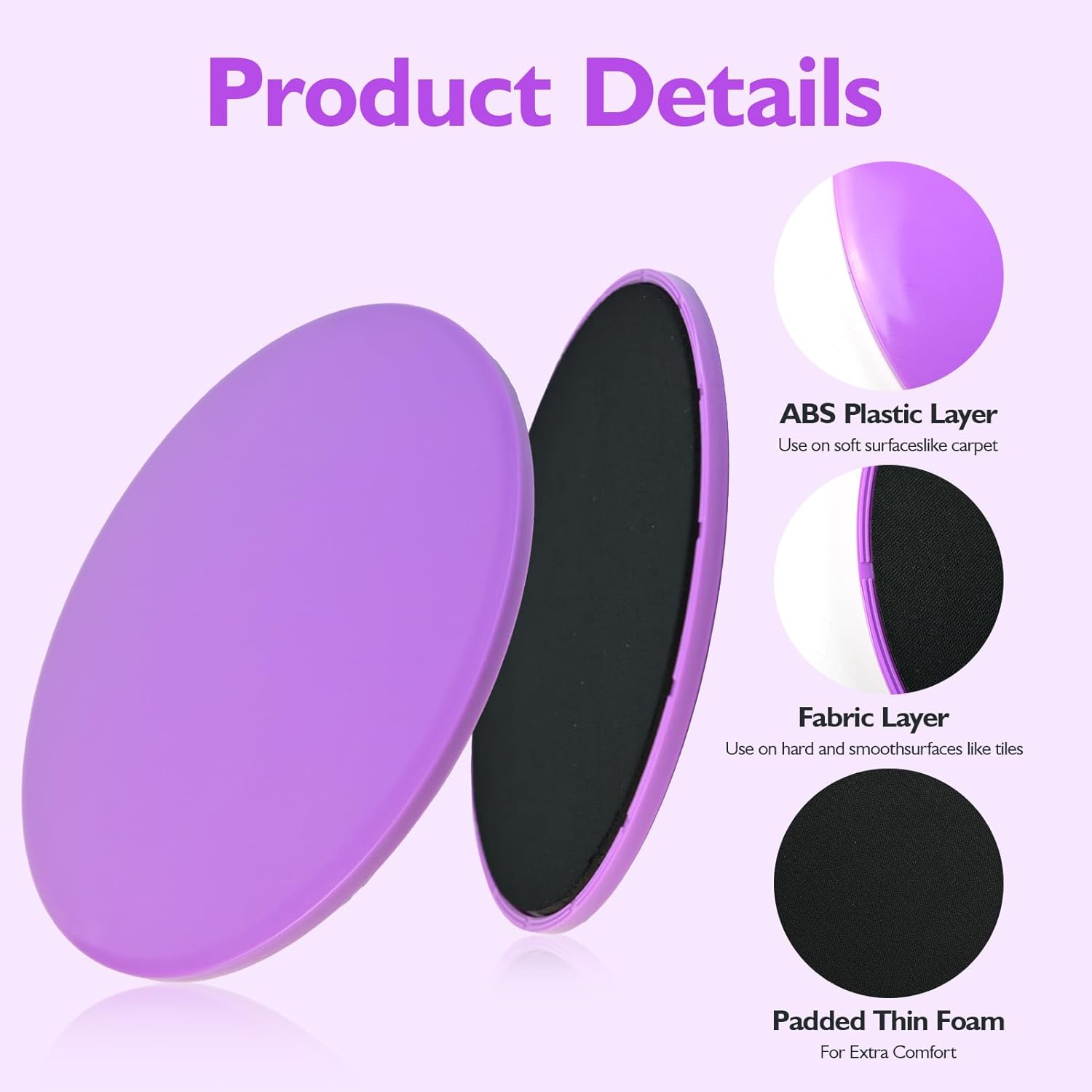 Havenease-2-Pack Pilates Ring Fitness Sliders, 7-Inch Dual-Surface Core Exercise Equipment for Home Gym Workouts, Low-Impact Portable Exercise Discs for Carpet and Hardwood Floors image number 6