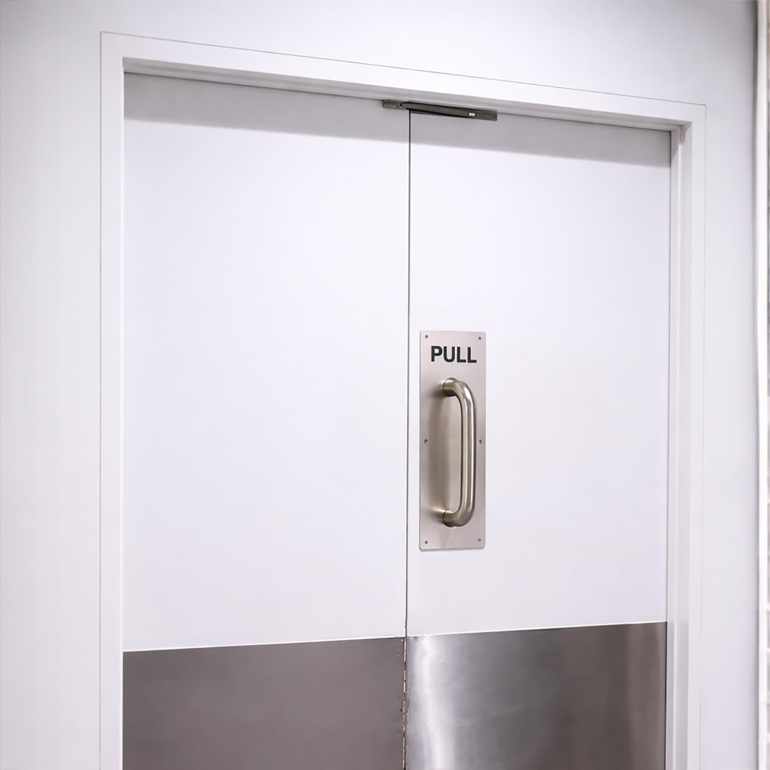 304 Stainless Steel Commercial Door Pull Push Handle Plate Set for Bathrooms, Stairwell Fire Doors Etc image number 1