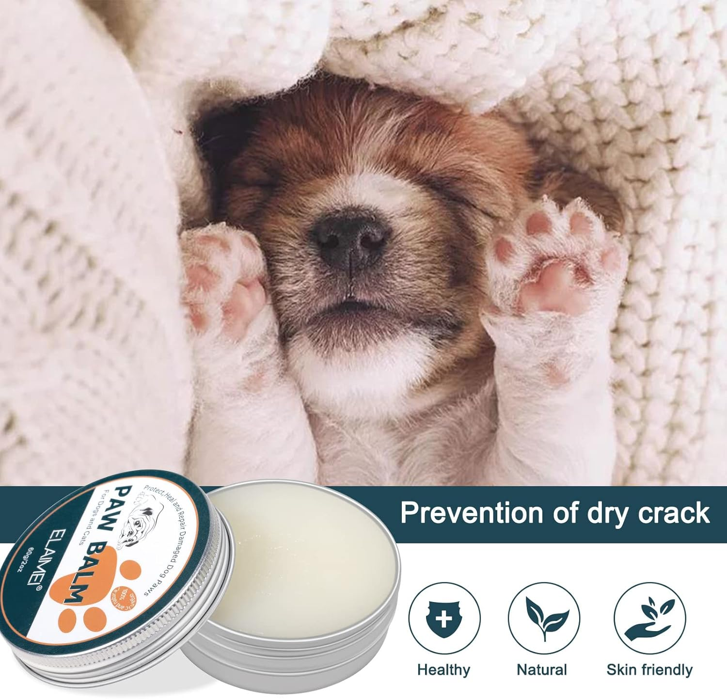 Purevie Natural Paw Balm for Dogs - 2Pcs, 100% Organic Paw Pad Balm for Pets, Repairs & Restores Dry, Cracked & Damaged Paws, 2 Oz Canine Paw Moisturizer for Cracked Paws image number 1