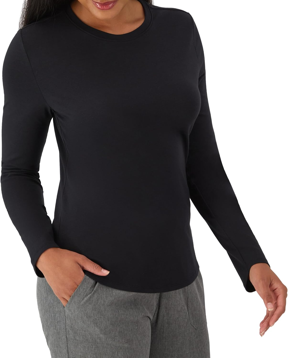 Hanes Women'S Comfort Fit Scrubs Underscrub, Supersoft Viscose from Bamboo Long Sleeve Shirt image number 4