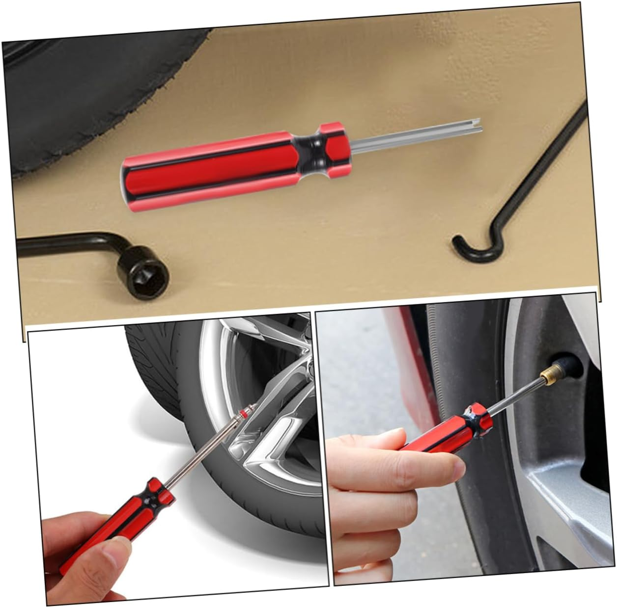 Beatifufu 6Pcs Valve Core Remover for Car Tyres Tyre Valve Stem Tool Automotive Installation Tool Pp Steel Easy Tire Replacement