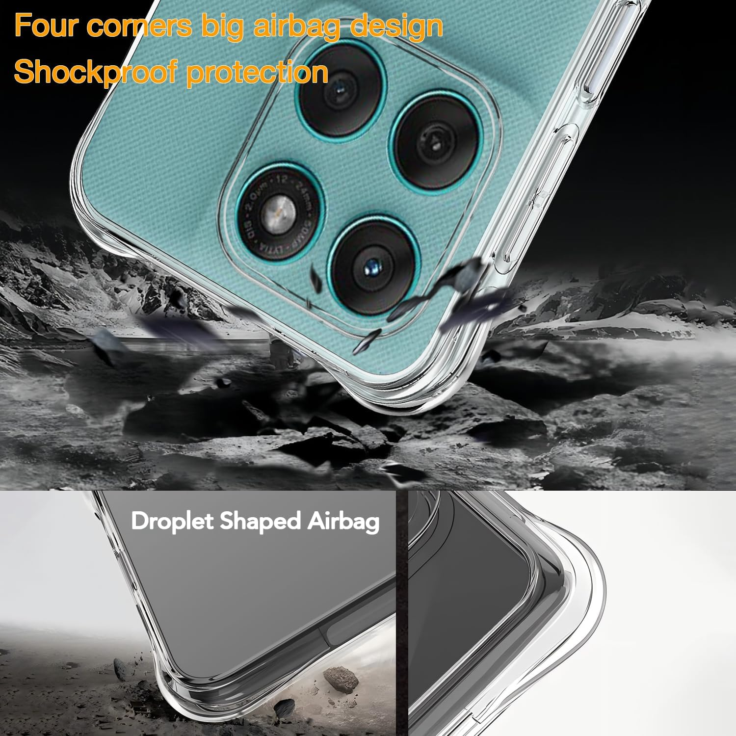 USTIYA Case for Motorola Moto Edge 60/60 Fusion Clear TPU Four Corners Protective Cover Transparent Soft image number 3