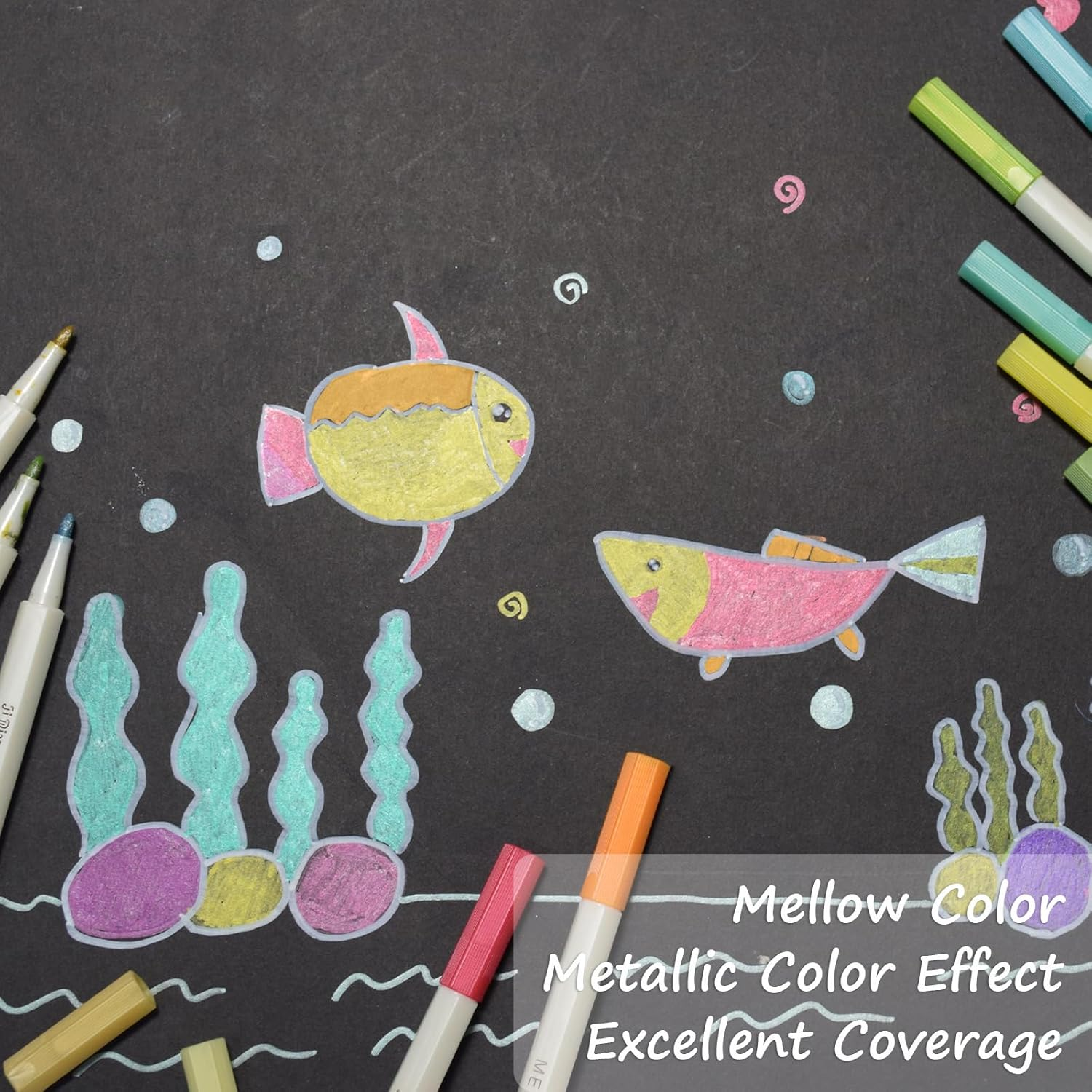 SAYEEC Metallic Marker Pens, 20 Colors Fine Tip Metallic Markers, Metallic Paint Pens for Black Paper, Art Rock Painting, Easter Egg, Halloween Pumpkin, Card Making, Scrapbook Crafts, DIY Photo Album image number 1