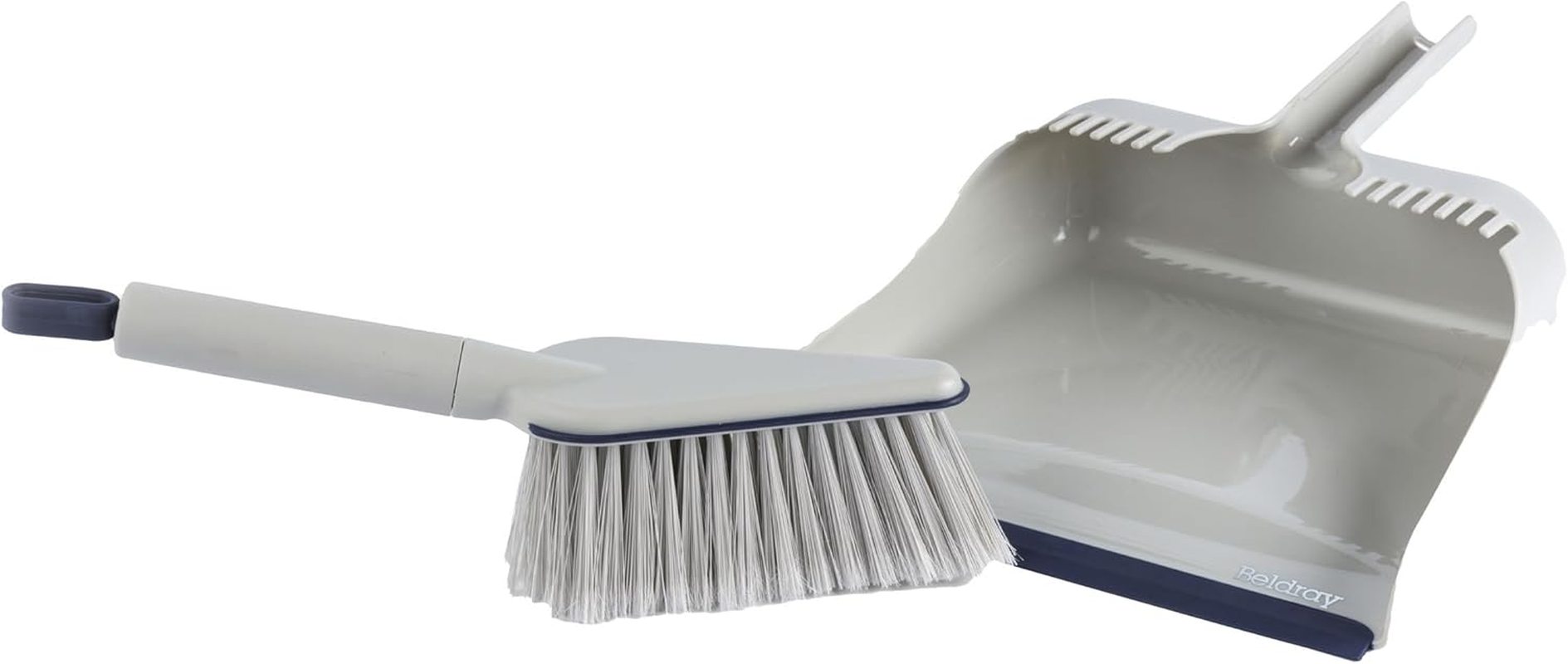 Beldray LA032760FEU7 Deep Cleaning Dustpan and Brush Set - Broom with Pointed Head for Hard to Reach Areas, Scratch-Free Bristles, Rubberised Lip Profile for Easy Dust Absorption