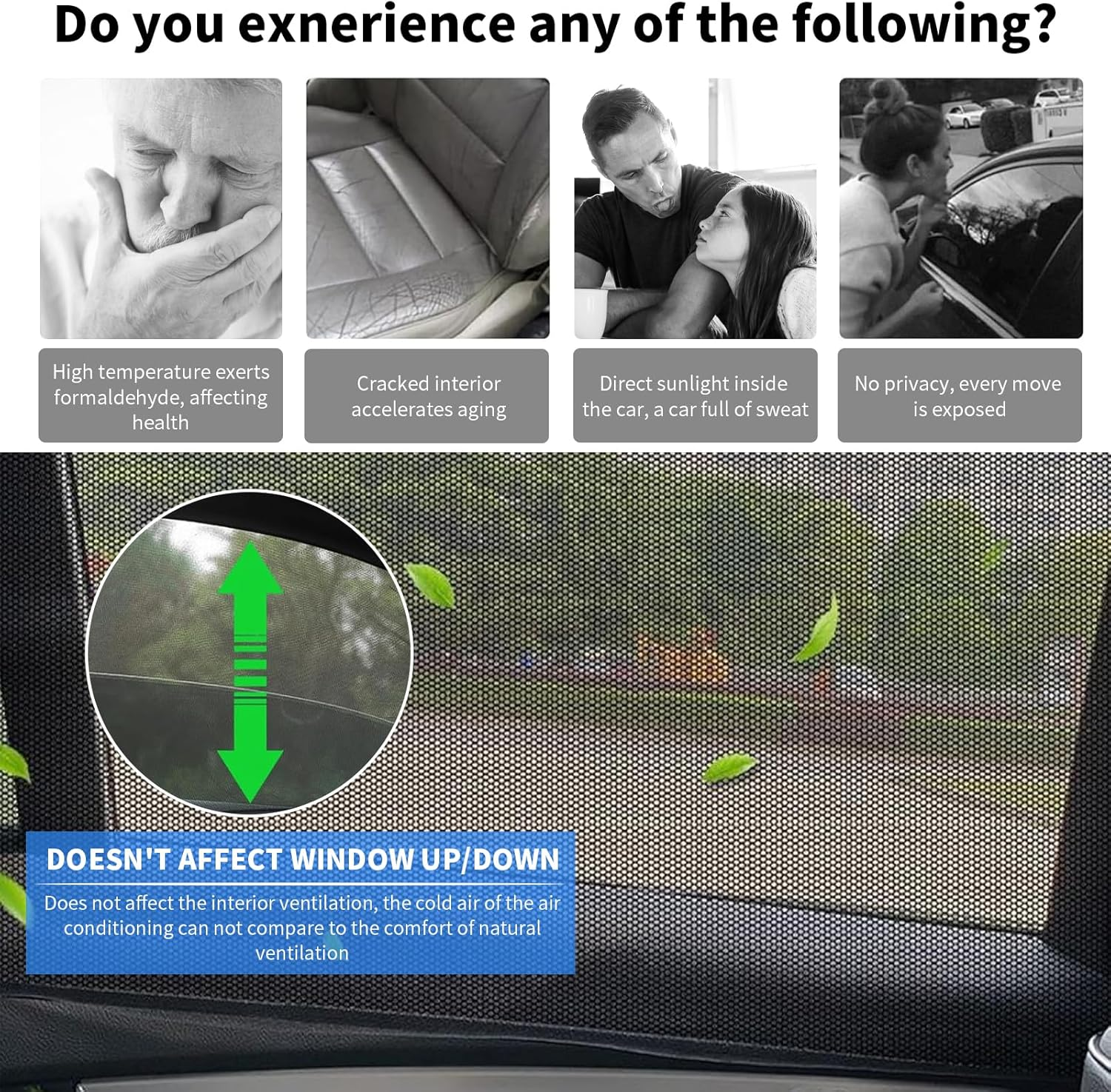 4 Pcs Universal Car Side Window Sun Shades Net, Car Rear Window Breathable Mesh Protects from Sun Glare Burn Heats & UV Rays, Auto Vehicle Side Window Curtain Sun Visor Net for Family (SUV) image number 1