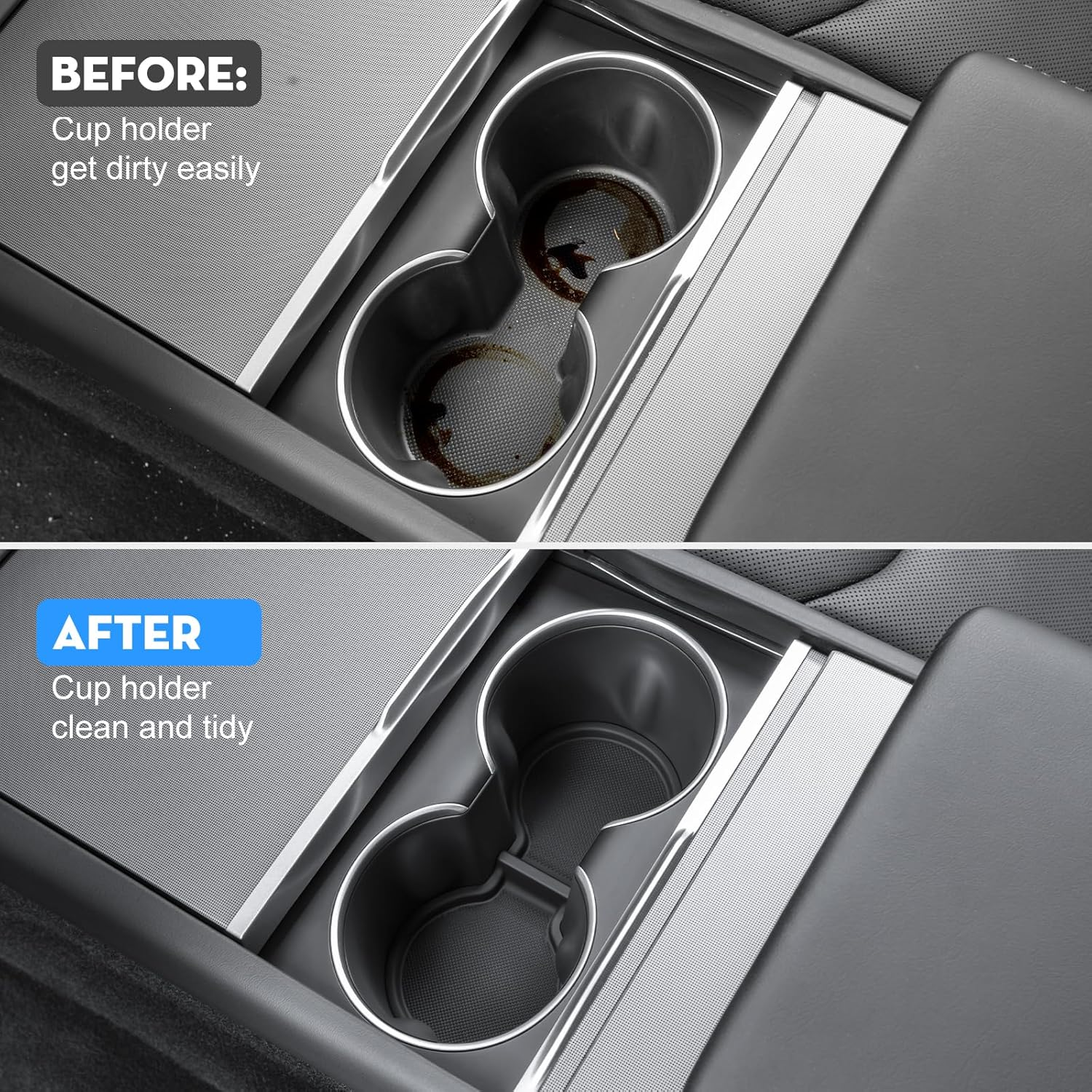 For Tesla Model 3 2024 Cup Holder Insert TPE Center Console Drink Holder Accessories Compatible with Tesla Model 3 Highland 2024 image number 1