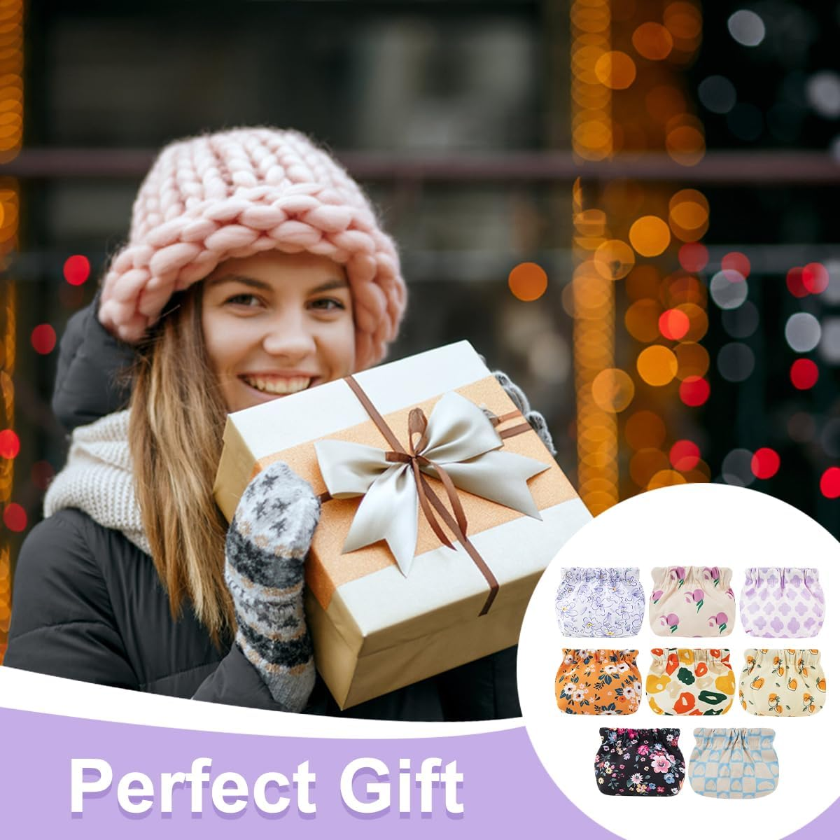 8 Pcs Mini Makeup Bag for Purse, Small Cosmetic Bag for Women, No Zipper Self-Closing Travel Bag, Snap Closure Organizer Pouch, Waterproof Portable Coin Purse Storage for Cosmetics Headphones Jewelry image number 3