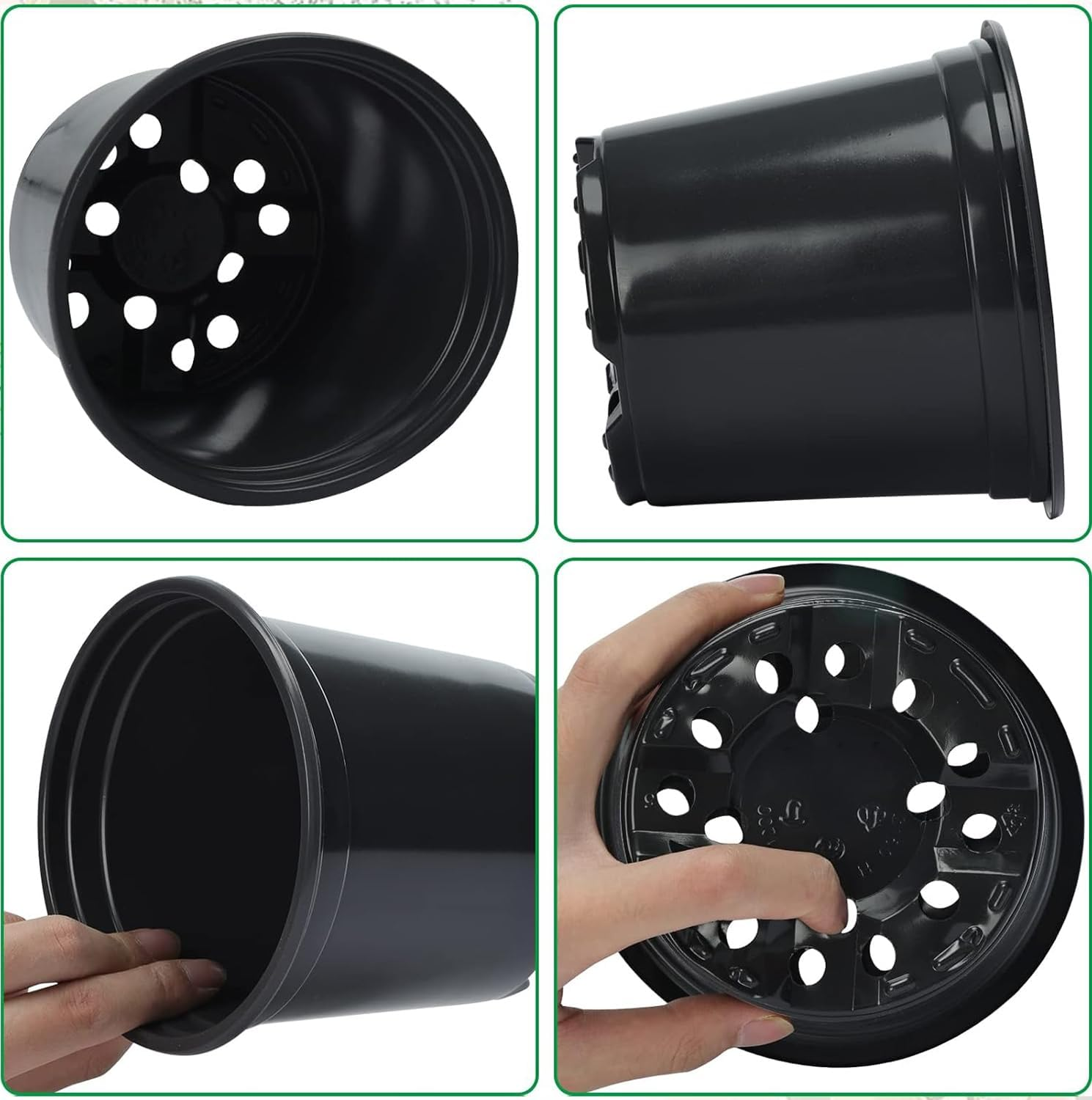 Plant Pots with Drainage Holes, Sturdy Plastic Large Nursery Pots, Succulents, Cuttings, Planting Pots with Plant Labels，And Gardening Gloves，13Cmx11.6Cm image number 1