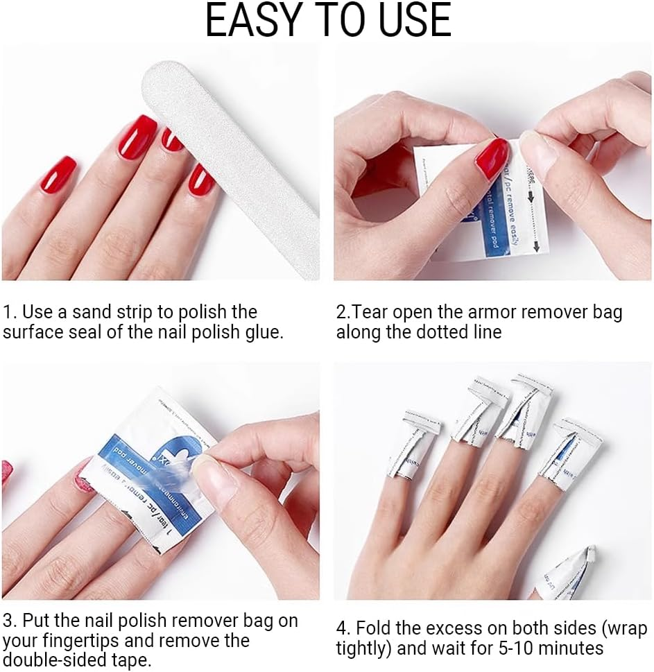 AIMALL 200-Pack Disposable Nail Polish Remover, UV Gel Removal, Soak off Acetone Pads, Quick and Easy, Gentle on Skin, Efficient Gel Cleansing for Manicure and Pedicure image number 4