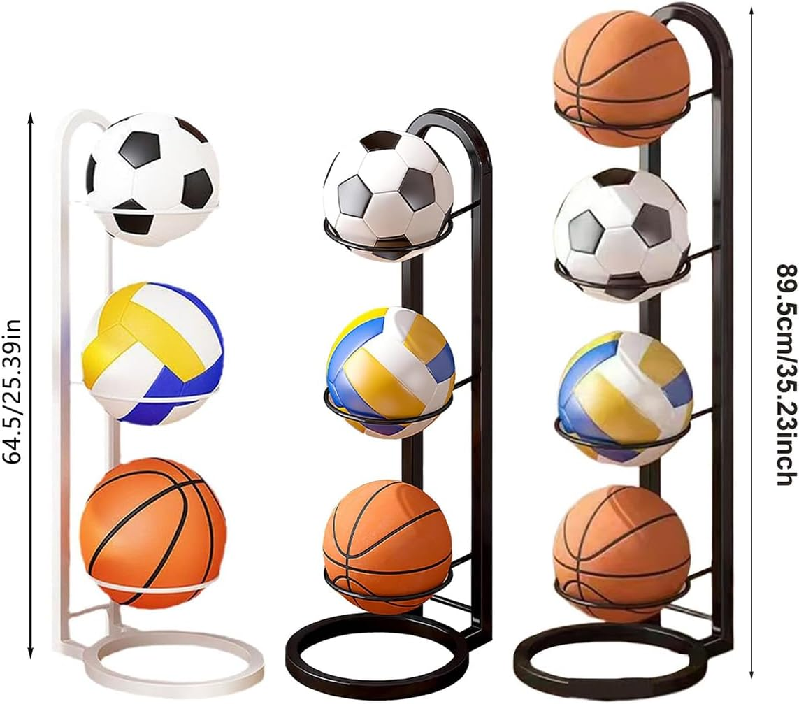 AIMALL 3-Layer or 4-Layer Ball Storage Rack Basketball Organizer Stand with Durable Metal Frame and Anti-Slip Base for Indoor Sports Room image number 6