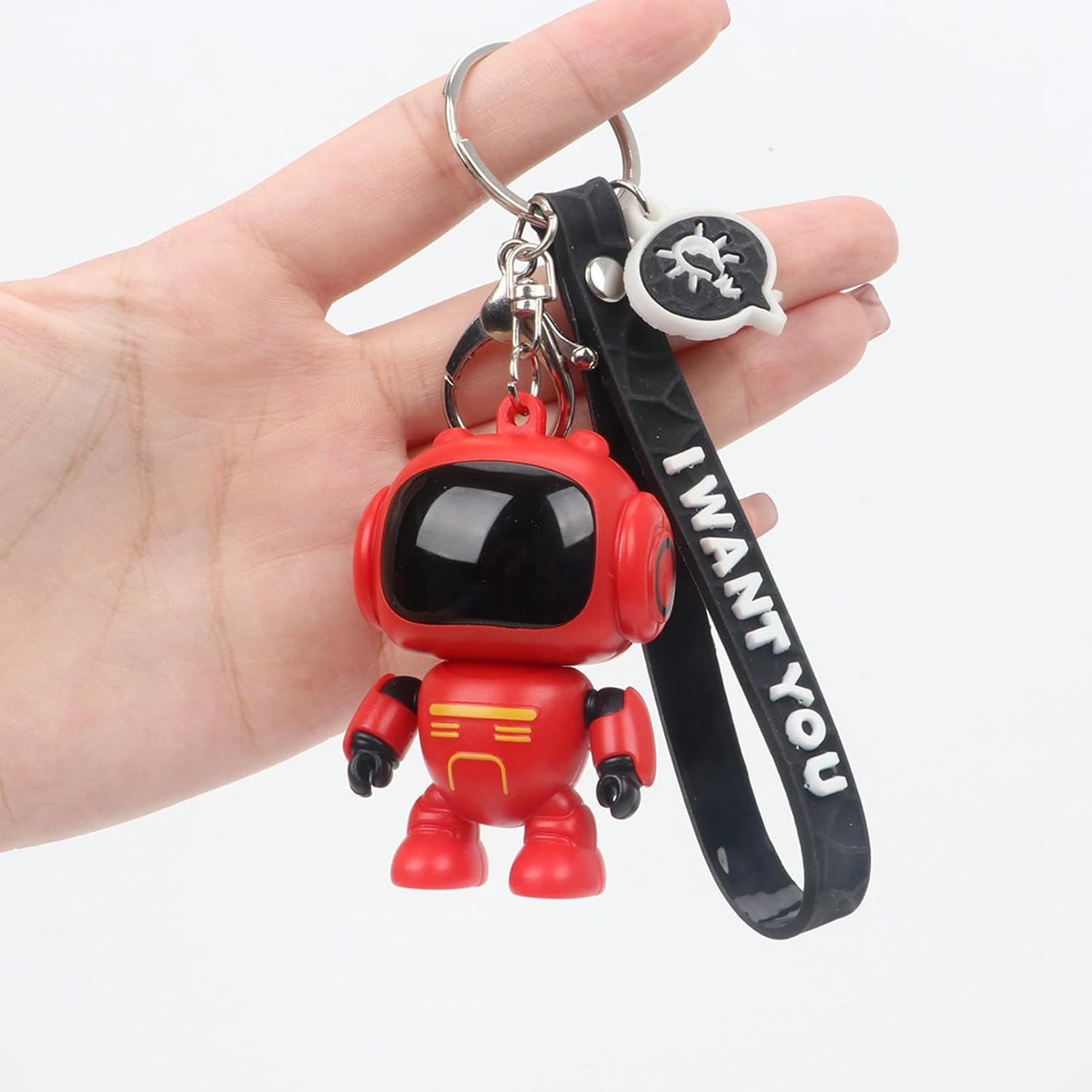 Bag Keychain - Joint Movable Robot Keyring - Glowing Eyes Design Keychains for Backpacks - for Women Men Bag Schoolbag Handbag Home Car Travel image number 2