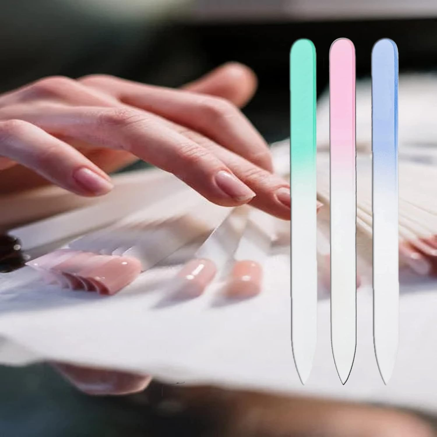 3Pack Glass Nail File, Glass Cuticle Pusher, Glass Nail File with Case, Glass Cuticle Pusher and File, Professional Manicure Nail Care, Unique Gifts for Women and Girls image number 6