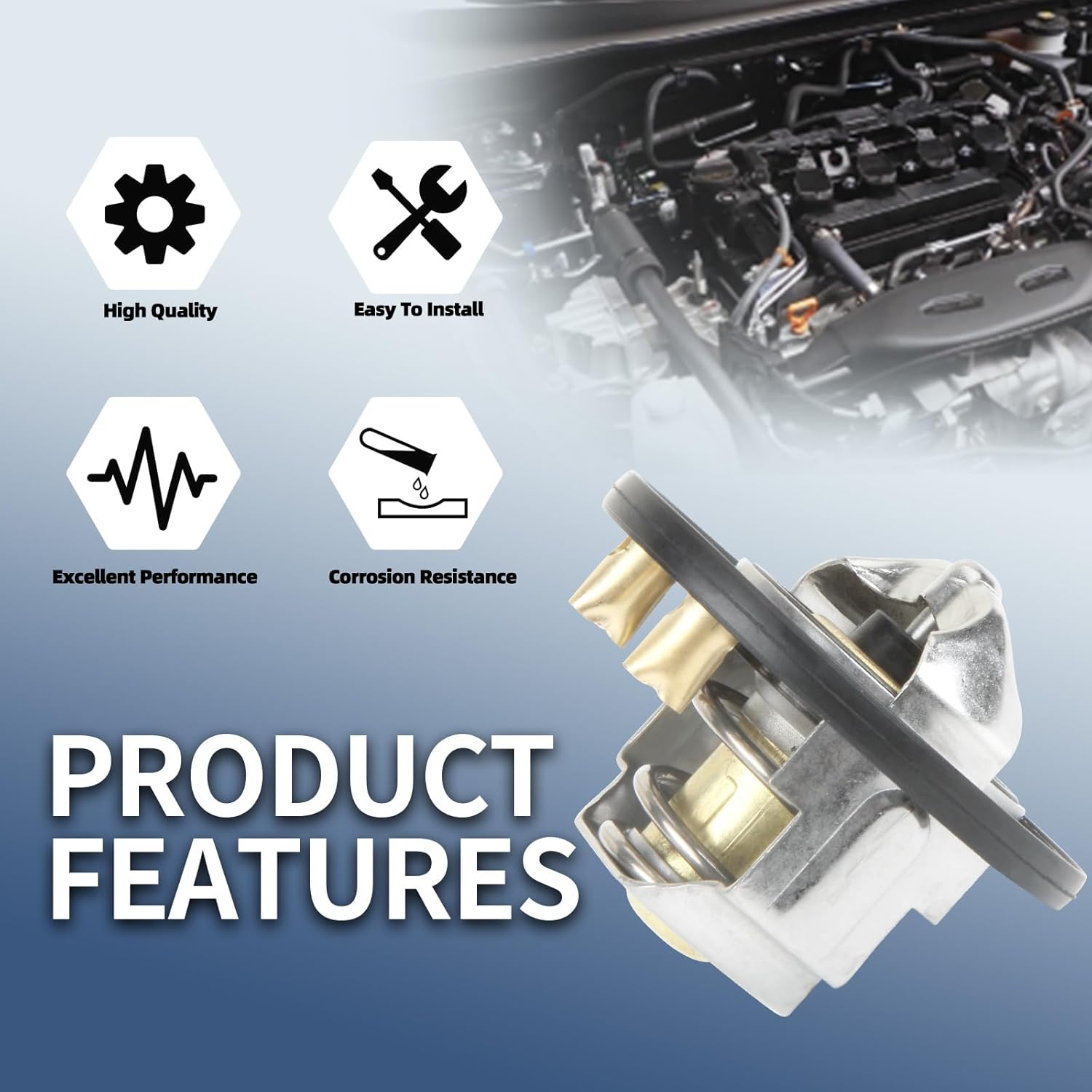 MITZONE Front & Rear Thermostat Kit with Seal Compatible with 2001-2017 Chevy Silverado 2500 HD 3500 Express 2500 3500 GMC Sierra 2500 HD 3500 Savana 2500 3500 6.6L Diesel image number 3