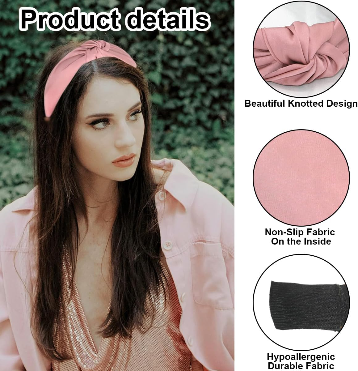 Ruayia Pack of 4 Women'S Headbands, Elastic Hair Bands for Women, Non-Slip, Trendy, Hair Accessories, Headwear, Hair Bands, Wide Non-Slip Headband for Yoga, Workout, Running, Sports image number 4