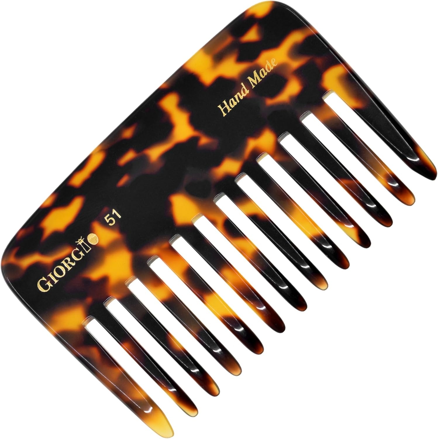 Giorgio G51 TY Small Travel Purse Hair Detangling Comb, Wide Teeth Pocket Comb for Thick Curly Wavy Hair. for Wet and Dry Everyday Care. Handmade of Cellulose, Saw-Cut Hand Polished image number 6