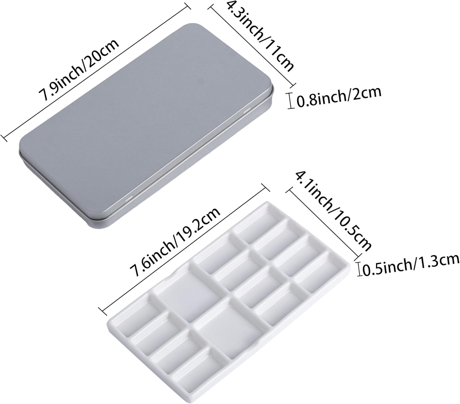 Travel Watercolor Palette,Portable Ceramic Palette with 14 Well,Metal Paint Box with Porcelain Palette(Silver Box) image number 3