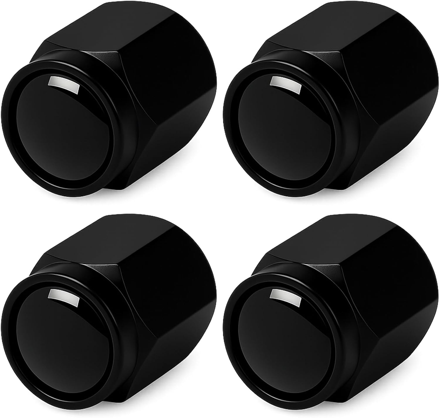 Pack of 4 Tyre Valve Caps Compatible with M M2 M4 M5 M6 M8 X1 X2 X3 X5 X6 M135I M240I Z4 328I X7 Series, Valve Caps Black with Seal for Stable Tyre Pressure, Car Valve Cap image number 1