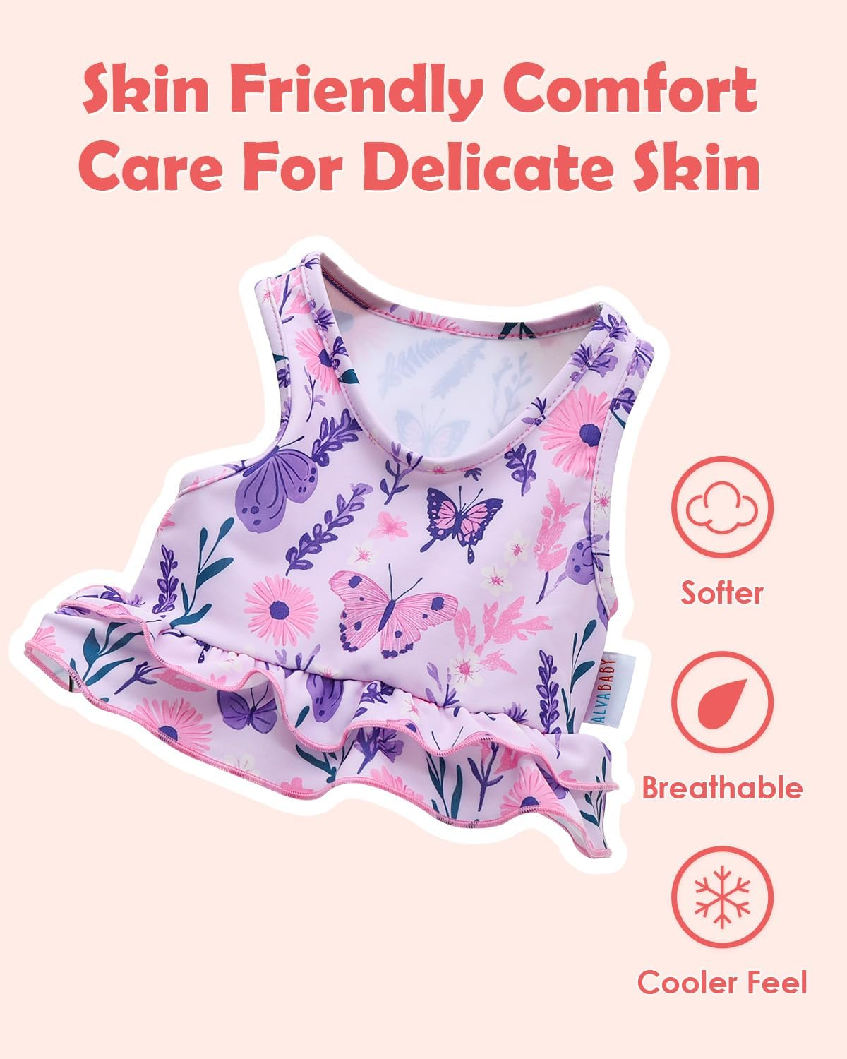 ALVABABY Baby Girl Swimsuit 2 Piece Toddler Bathing Sleeveless Bikinis Swimwear Matching Top Beach Pool Swimming Lesson ST-G01-6-12M-AU