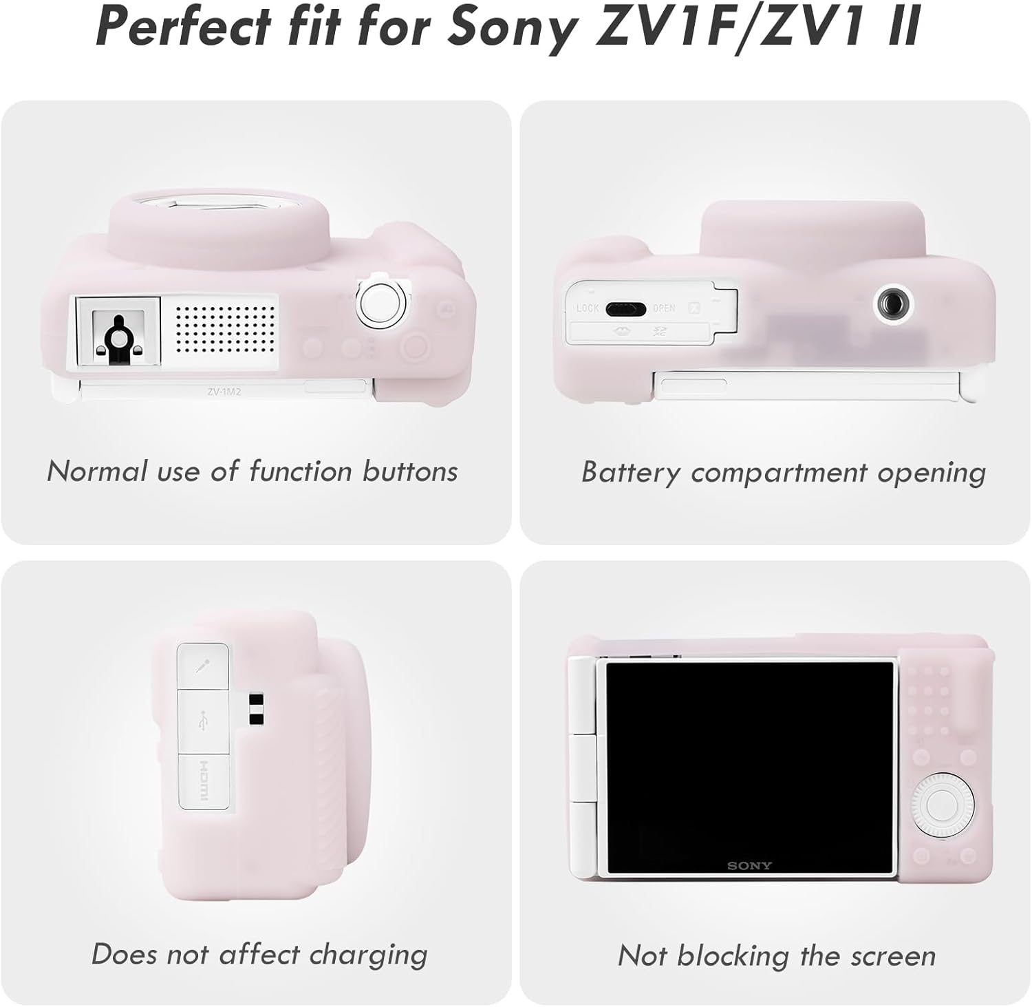 Rieibi ZV-1F Camera Case, Soft Silicone Protective Case for Sony ZV1F/ZV-1M2/ZV-1 Mark II (NOT for ZV1) Vlog Camera, Lightweight ZV1F Cover - Pink White - Blue image number 3