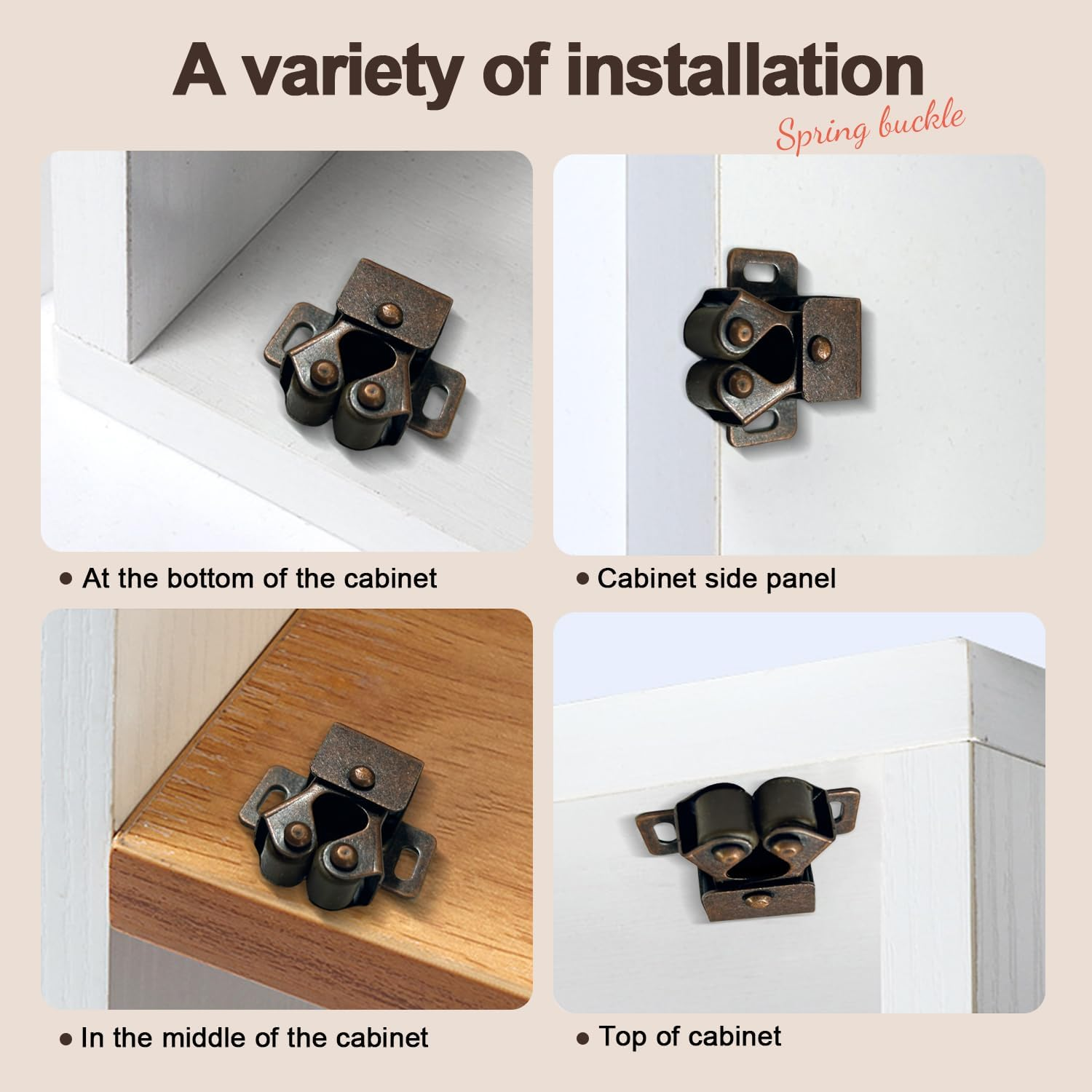 10PCS Cabinet Latch Double Roller Catch Hardware Catches Cabinet Latch Black Sturdy Catches Cabinet Latch Hardware with a Box for Cupboard Closet Kitchen Cabinet Door Latches and Catches - Funcyboo image number 1