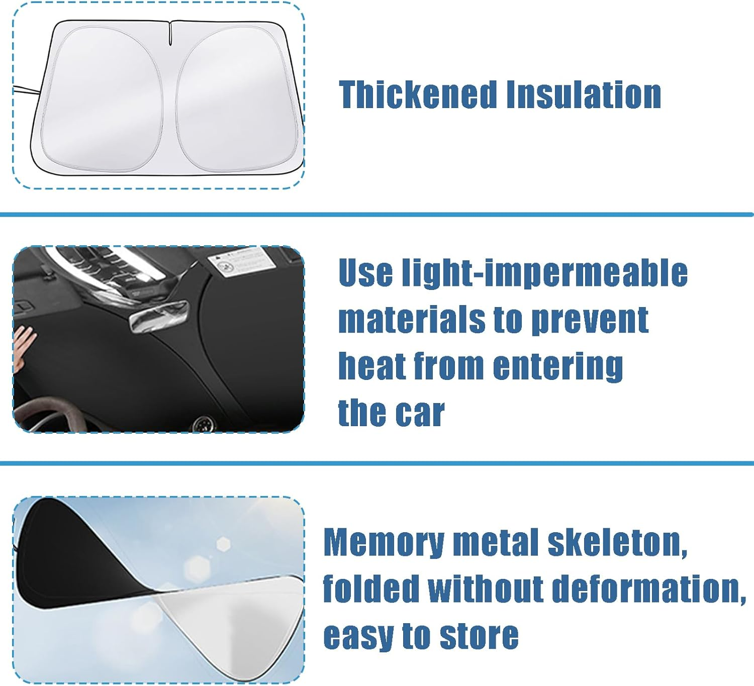 Automotive Windshield Sun Shade with Storage Bag - Keep Car Interior Cool | Universal Fit for Cars, Trucks, Suvs | 57 X 33.4 Inches image number 4