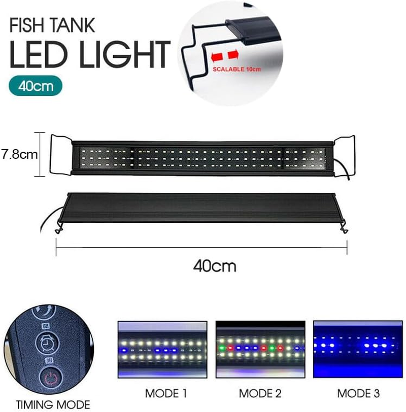 LEDON&reg; 40/60/90CM Aquarium Light Lighting Full Spectrum Aqua Plant Fish Tank LED Lamp (For 40-60CM Tank) image number 2