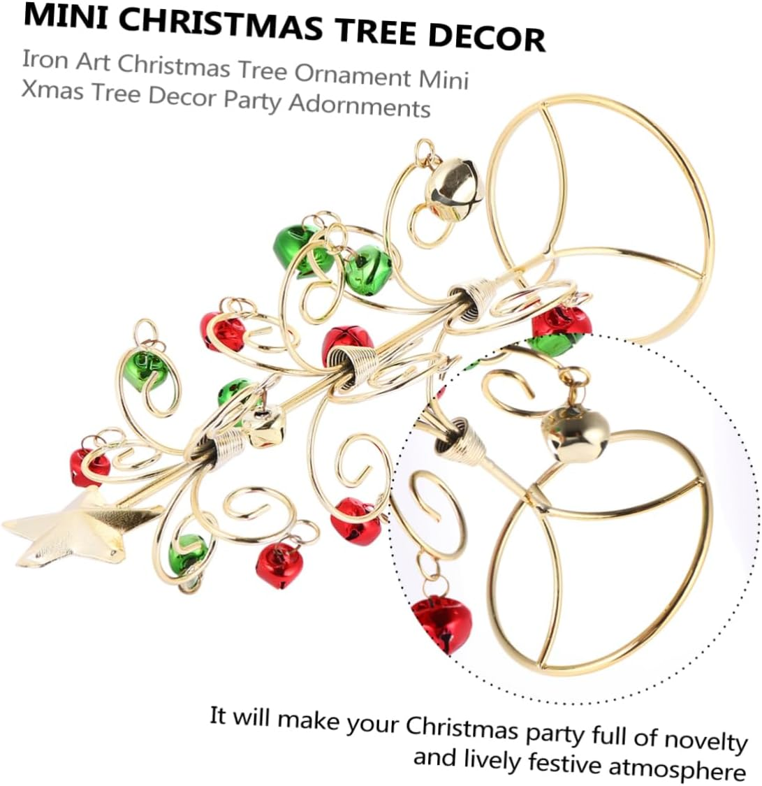 1Pc Mini Iron Art Christmas Tree Ornament Festive Decor for Parties Home Delicate Xmas Tree Design for Friends Family Vibrant Holiday Atmosphere image number 1