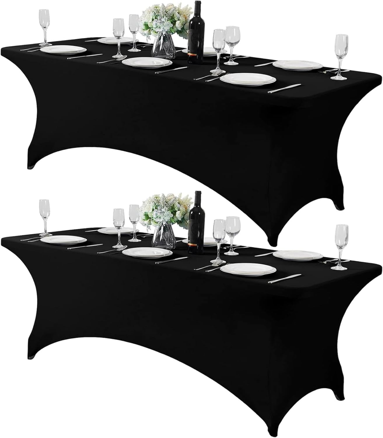 6Ft Stretch Spandex Table Cloth for Standard Folding Tables - Universal Rectangular Fitted Tablecloth Protector for Wedding