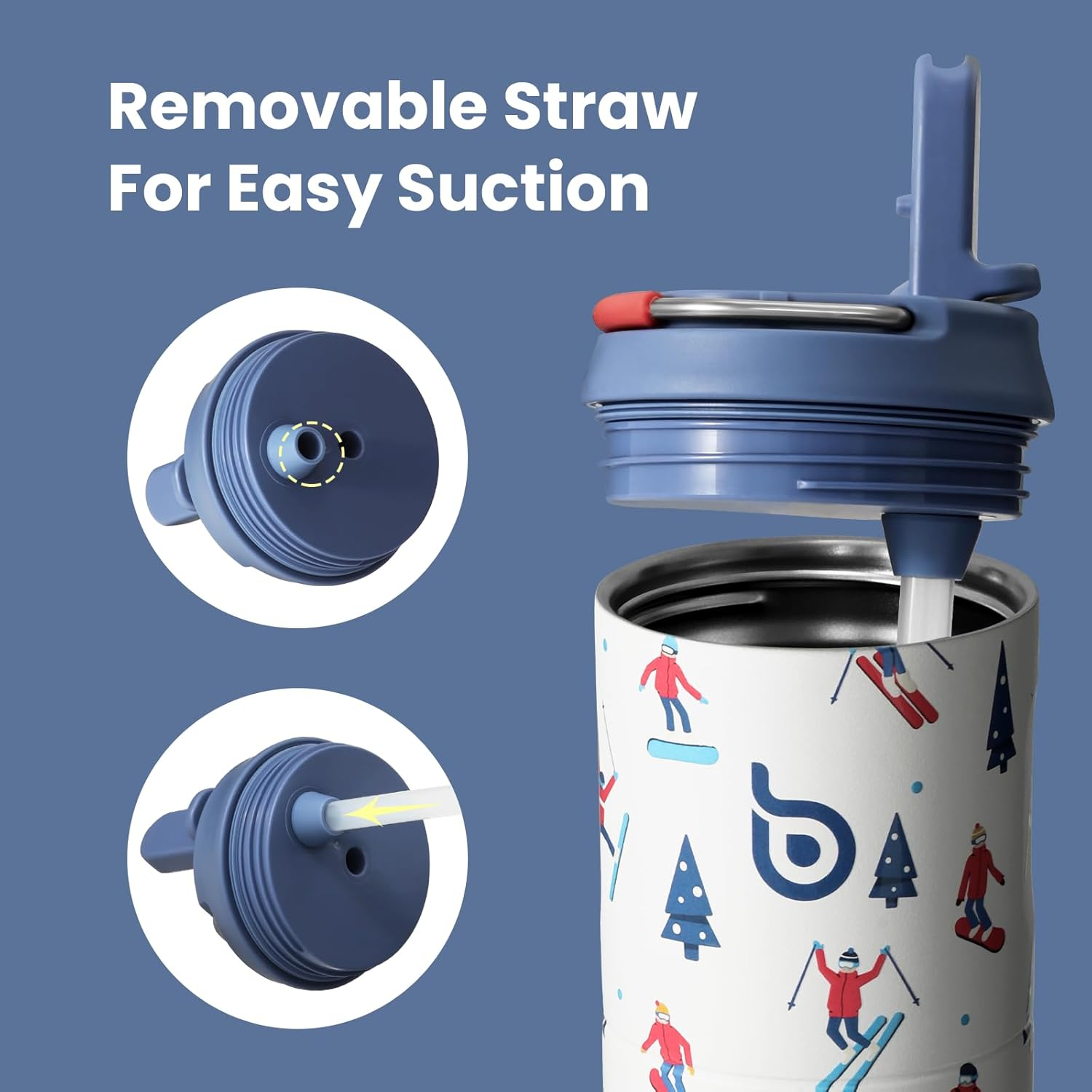 Bottle Bottle Insulated Stainless Steel Water Bottle 750 Ml with Straw, Lid & Handle - Leak-Proof, Bpa-Free, Double Walled - Ideal Water Bottle for Sports, Travel & Fitness (Skiing) image number 4