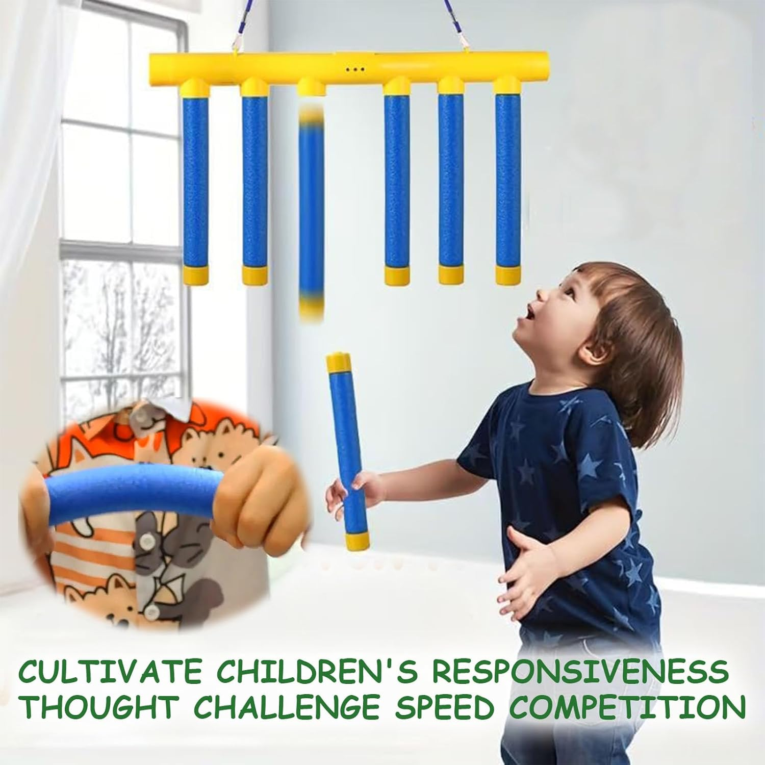 Reflex Challenge Game, Remote Control Catching Sticks Reaction Training Toy, Falling Sticks, Hand Speed Challenge Training for Kids Adults (Blue) image number 3