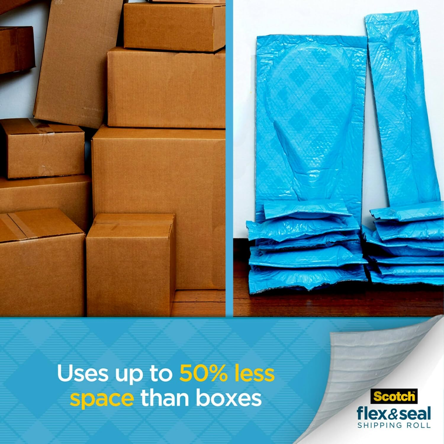 Scotch Flex and Seal Shipping Roll 38Cm X 3M, as Easy as Cut, Fold, Press to Securely Seal Packages, Easy Packaging Alternative to Shipping Bags (FS-1510) image number 4