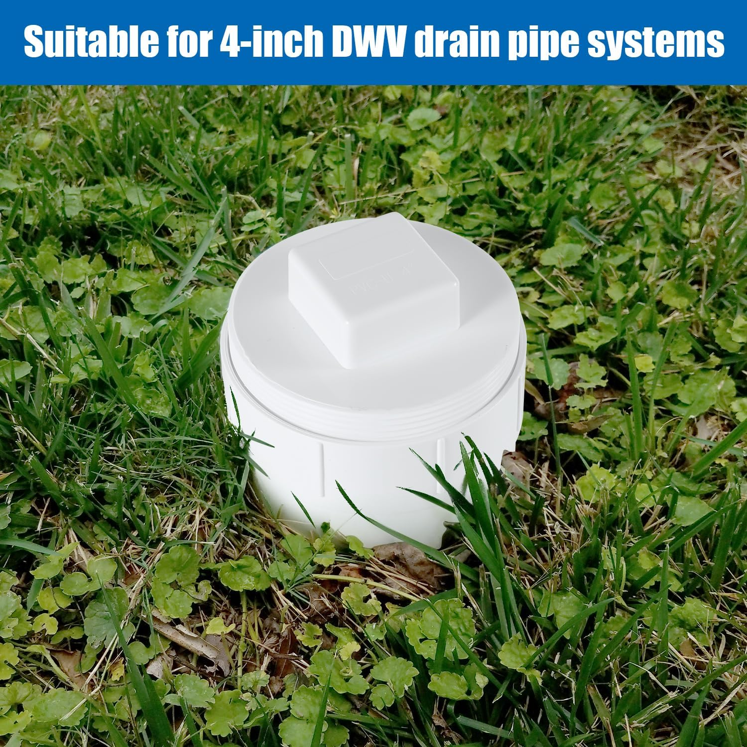 4" PVC Sewer Cleanout Adapter with Plug Pipe Fitting, DWV Flush Sewer Cleanout Cap Drainage Sewer Cleanout Cap for Drainage Piping System Outdoor Garden image number 5