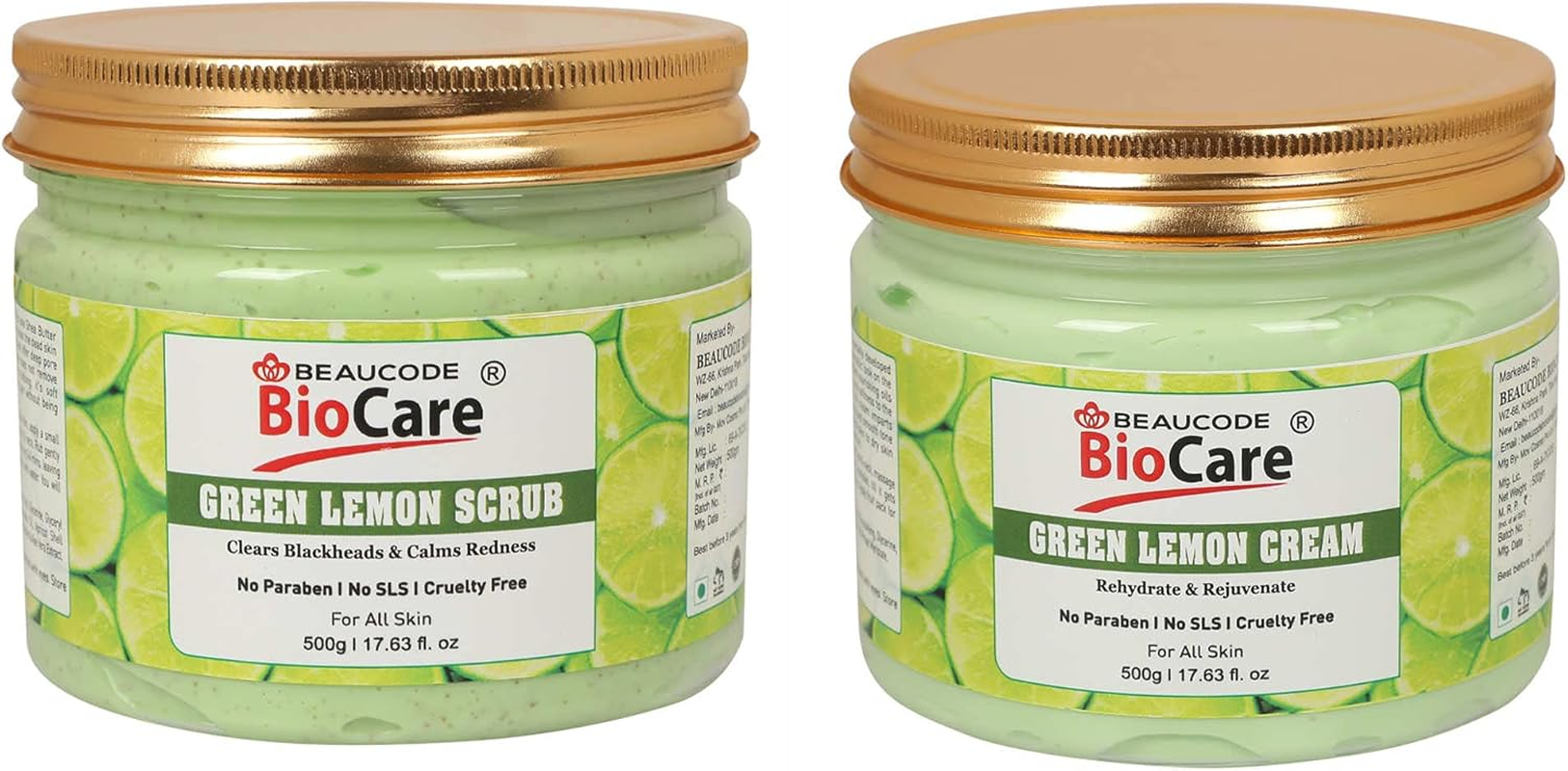 Green Lemon Face and Body Scrub and Cream Pack Of-2 (500G)