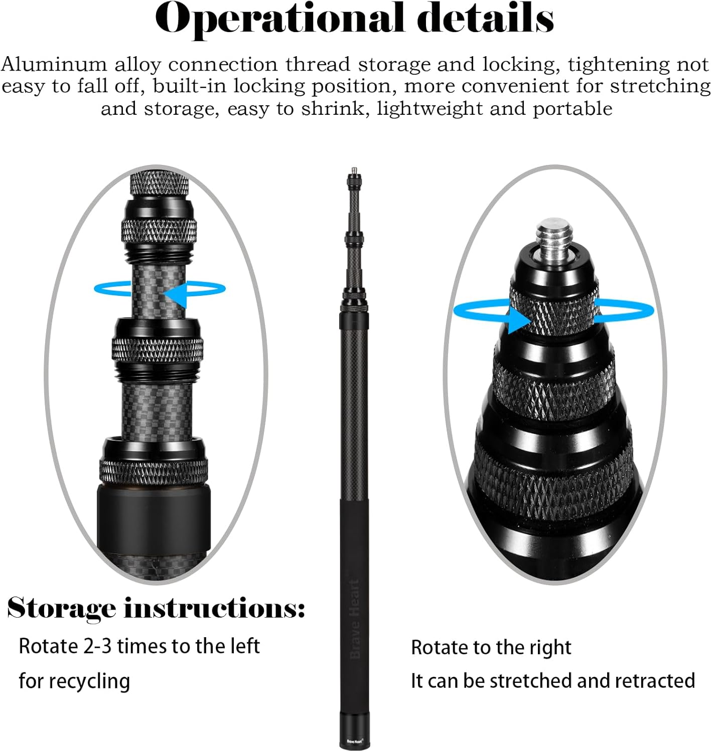 Invisible Carbon Fiber Selfie Stick for Insta360 ONE X5 X4 X3 X2/ONE RS/ONE R/ONE X Accessories Extended Pole for DJI Osmo 360 Panoramic Camera Accessories 3M Black