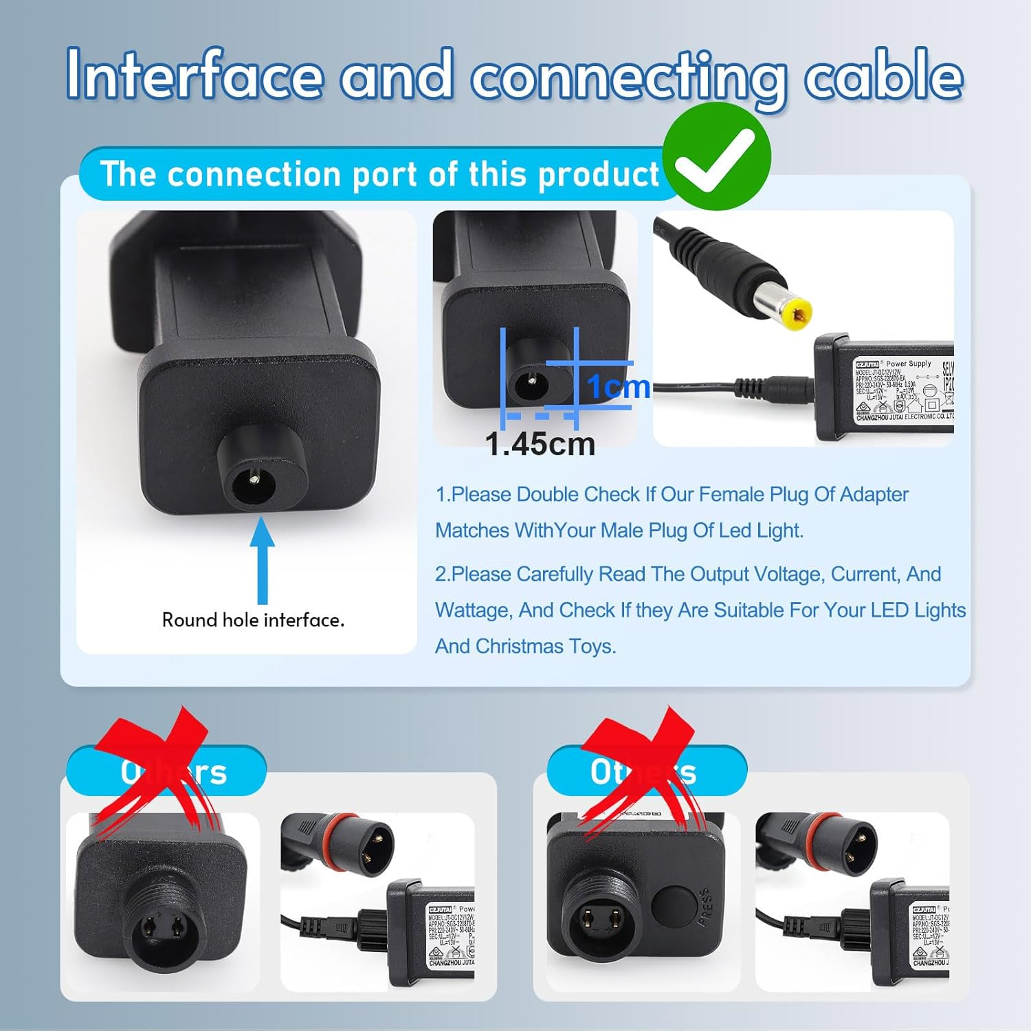 Premieradapter Power Supply Adapter for CZJUTAI JT-DC12V12W /9W /7.2W /6W /4.5W /3.6W, 12V 1A, 12W, AU 2PIN, Compatible with Low Voltage LED Devices image number 4