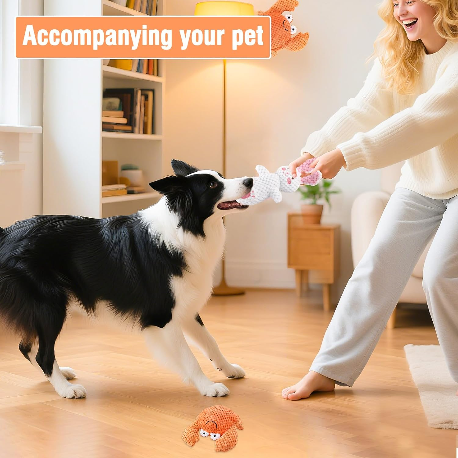 2 Pack Dog Squeaky Toys, Stuffed Plush Dog Toys, Dog Chew Toys for Puppy, Small, Middle Dogs image number 3