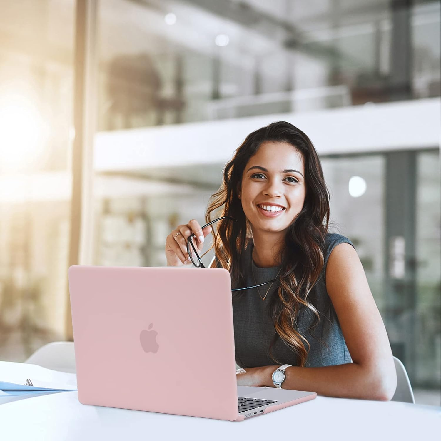 Eoocoo Case Compatible with Macbook Air 13 Inch 2026-2022 M4 M3 M2 A3240 A3113 A2681, Hard Shell Case + Keyboard Cover + Polishing Cloth + Screen Protector for Mac Air 13.6 Inch, Pink image number 3