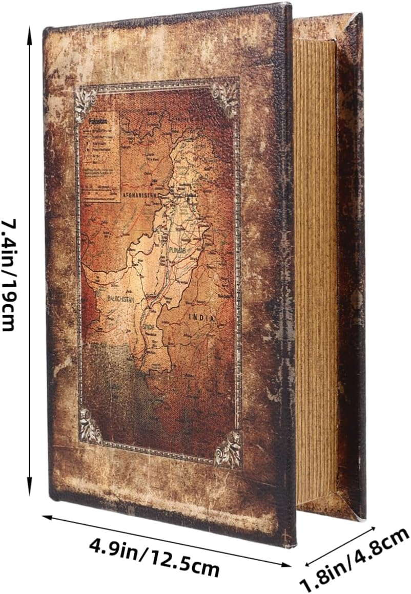 Vintage Book Shaped Box Small Size Decorative Storage Organizer Simulation Book Box Home Ornament Vintage Nautical Map Design image number 1