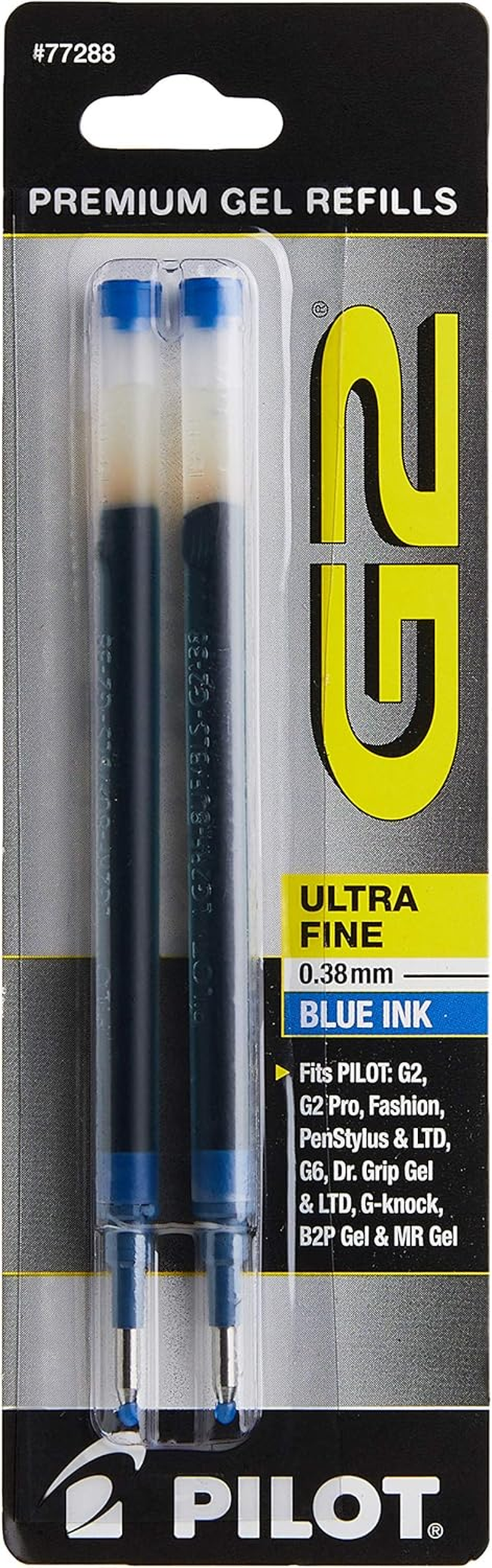 Pilot, G2 Gel Ink Refills, Extra Fine Point 0.5 Mm, Black, Pack of 2