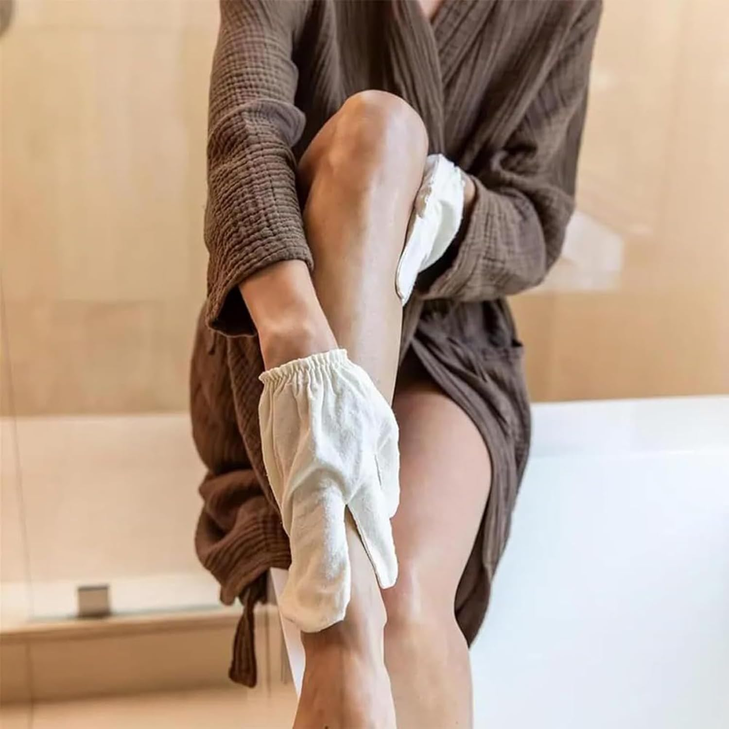 Garshana Gloves,100% Natural Raw Silk Fabric Massage Gloves,Reusable Raw Silk Mitts Dry Brushing,Deep Body Scrub Mitts for Ayurvedic Massage,Blood Flows Stimulation,Dead Cell Removal,Stress Reduction image number 3