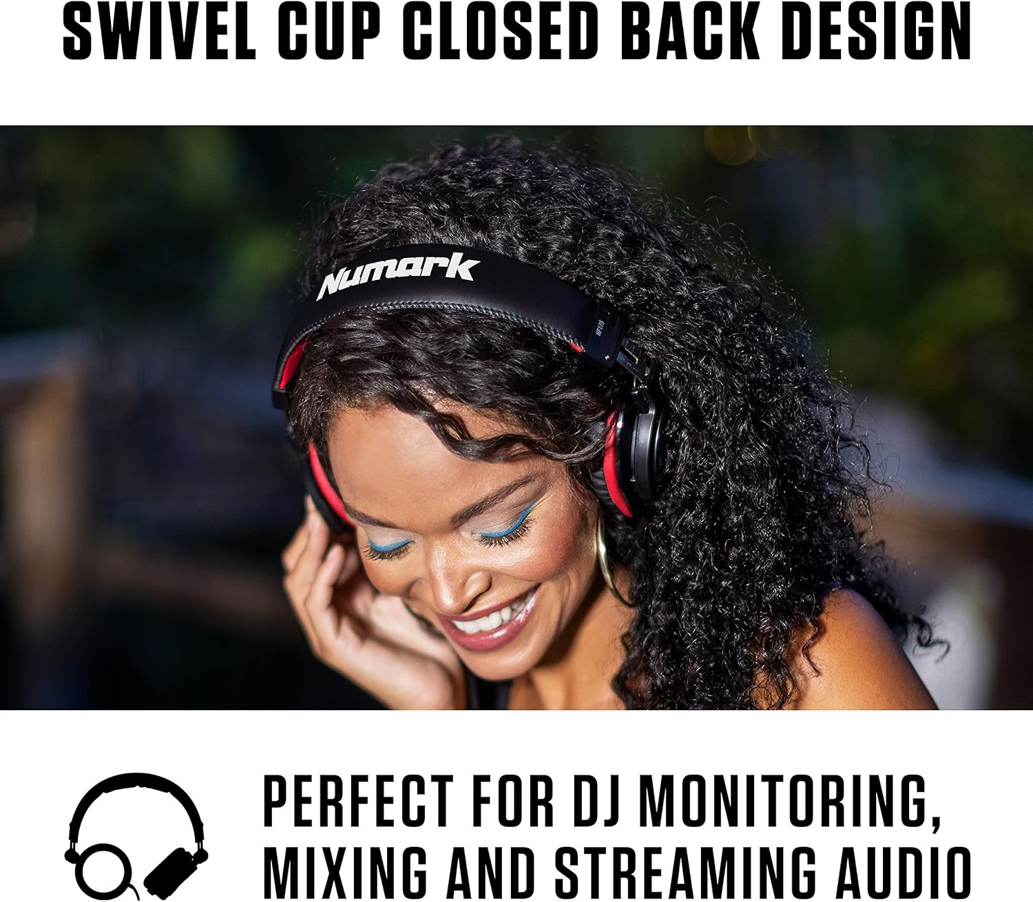 Numark HF175 - DJ Headphones with Closed Back over Ear Design, 40Mm Drivers, Comfortable Ear Pads for Mixing and Dj Monitoring, 3M Cable Included - Black image number 4