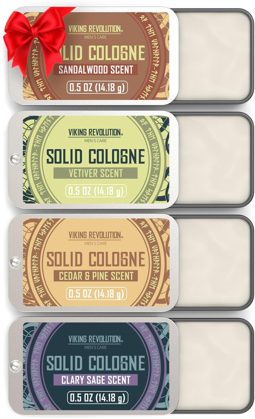 Viking Revolution - Cologne - Solid Cologne for Men with Cedar Wood, Clary Sage, Vetiver, Sandalwood - Gifts for Men - 4 Pack - 4 X 14 G image number 2