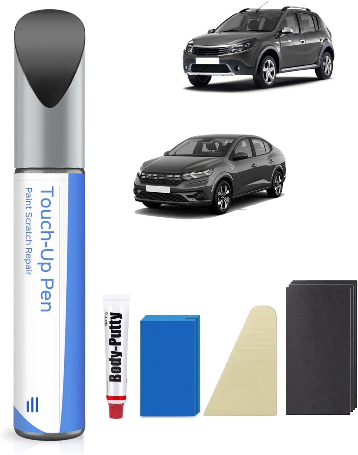 KQM Kaki Lichen/Dusty Grey Metallic Touch up Paint Kit for Dacia Exact Match - Touch up Scratches and Chips