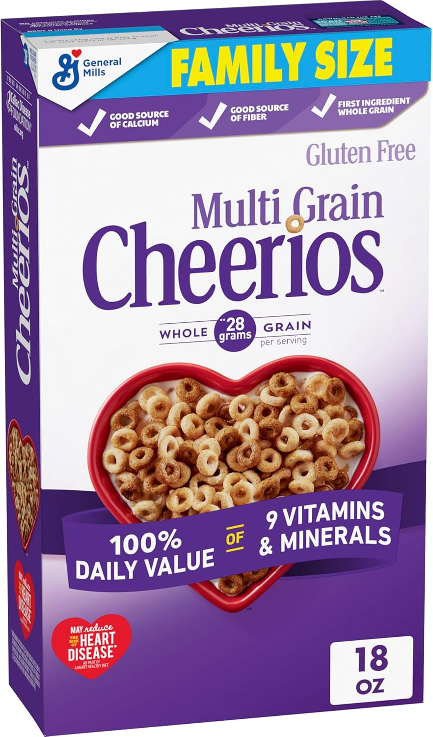 Multi Grain Cheerios, Heart Healthy Breakfast Cereal, Gluten Free, Family Size, 18 Oz image number 1