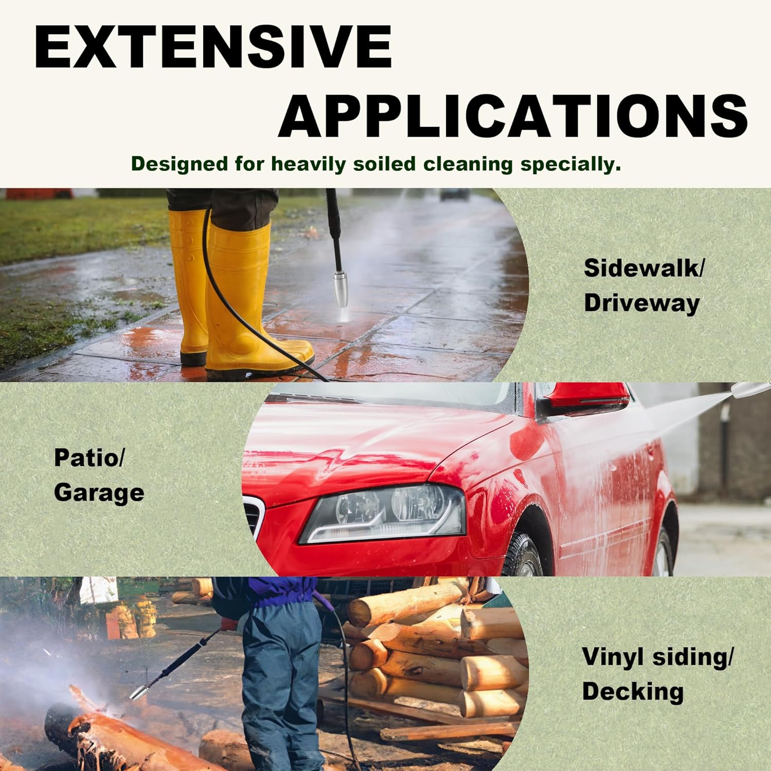 Turbo Nozzle Pressure Washer Tips, Rotating Nozzle with 5 Power Washer Nozzle Tips, 1/4 Inch Quick Connect, Orifice 4.0, Stainless Steel image number 4