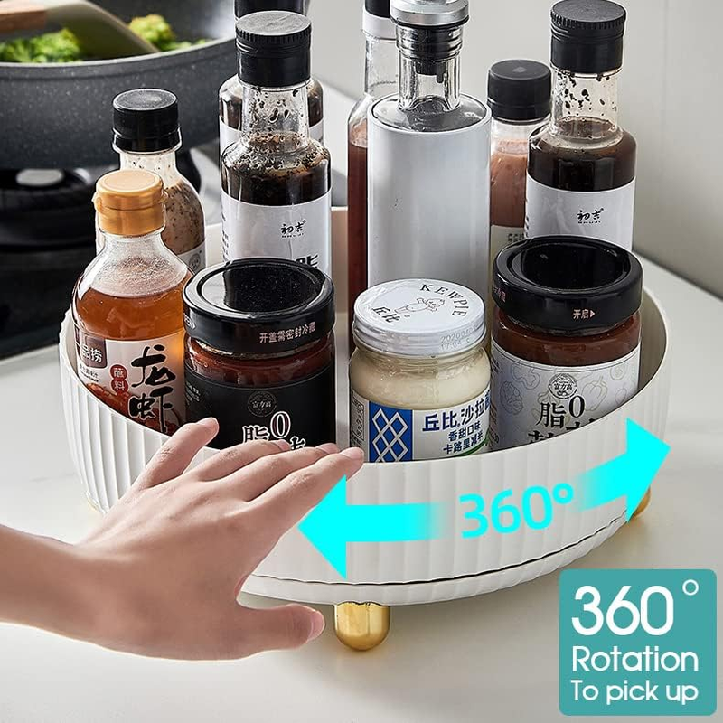 Tootoo Rotating Kitchen Shelf Cupboard Spice Jars Storage Tray Rack Turntable Organiser image number 3